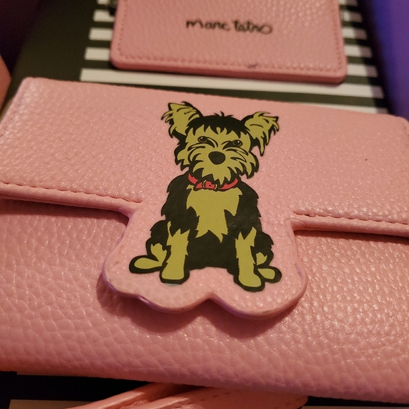 Marc Tetro Pink Black Cat Backpack/Yorkie Dog Wallet Set with Card Holder NWT - Picture 5 of 6